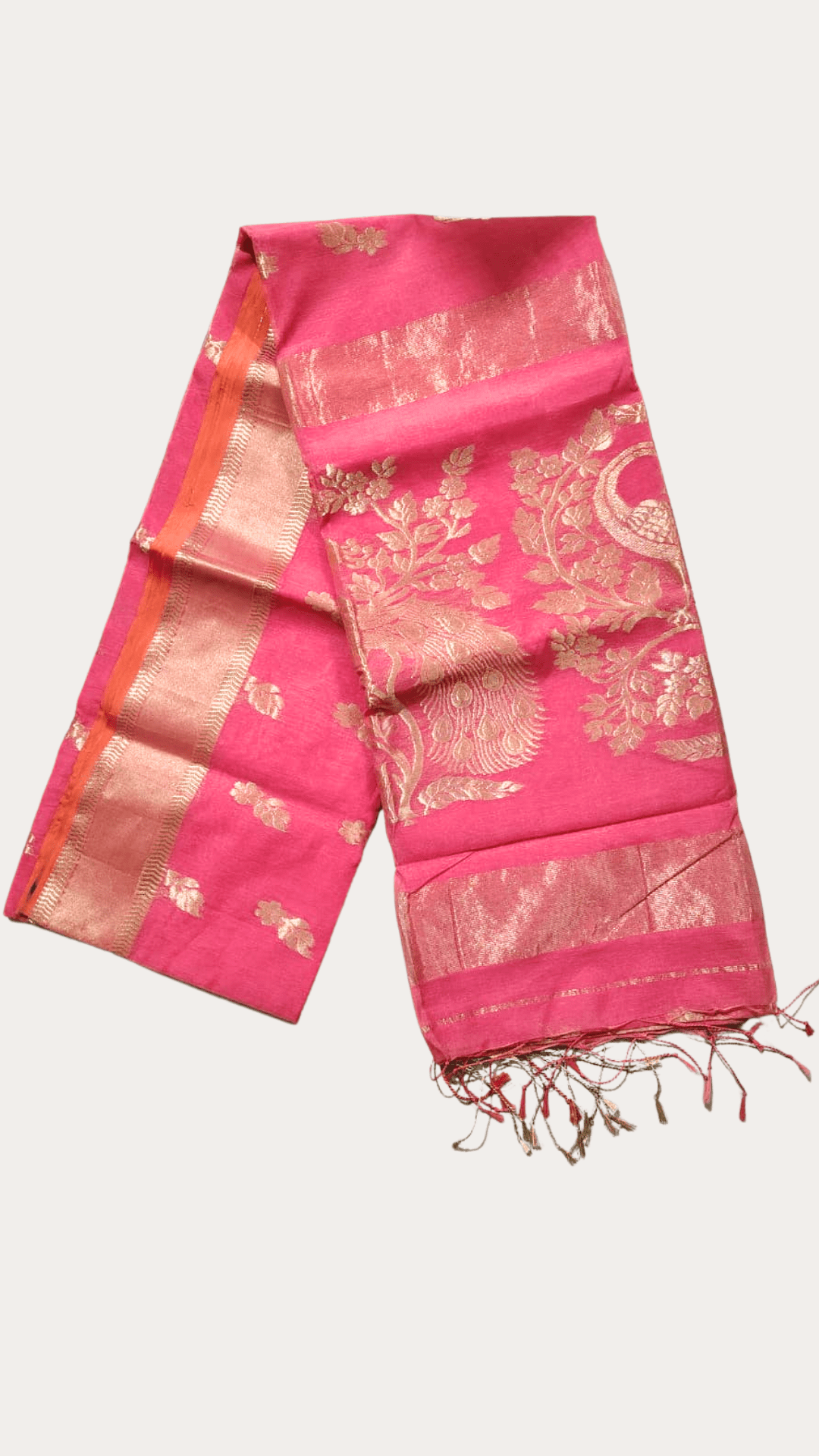 Cotton silk Peacock Motif saree With Zari