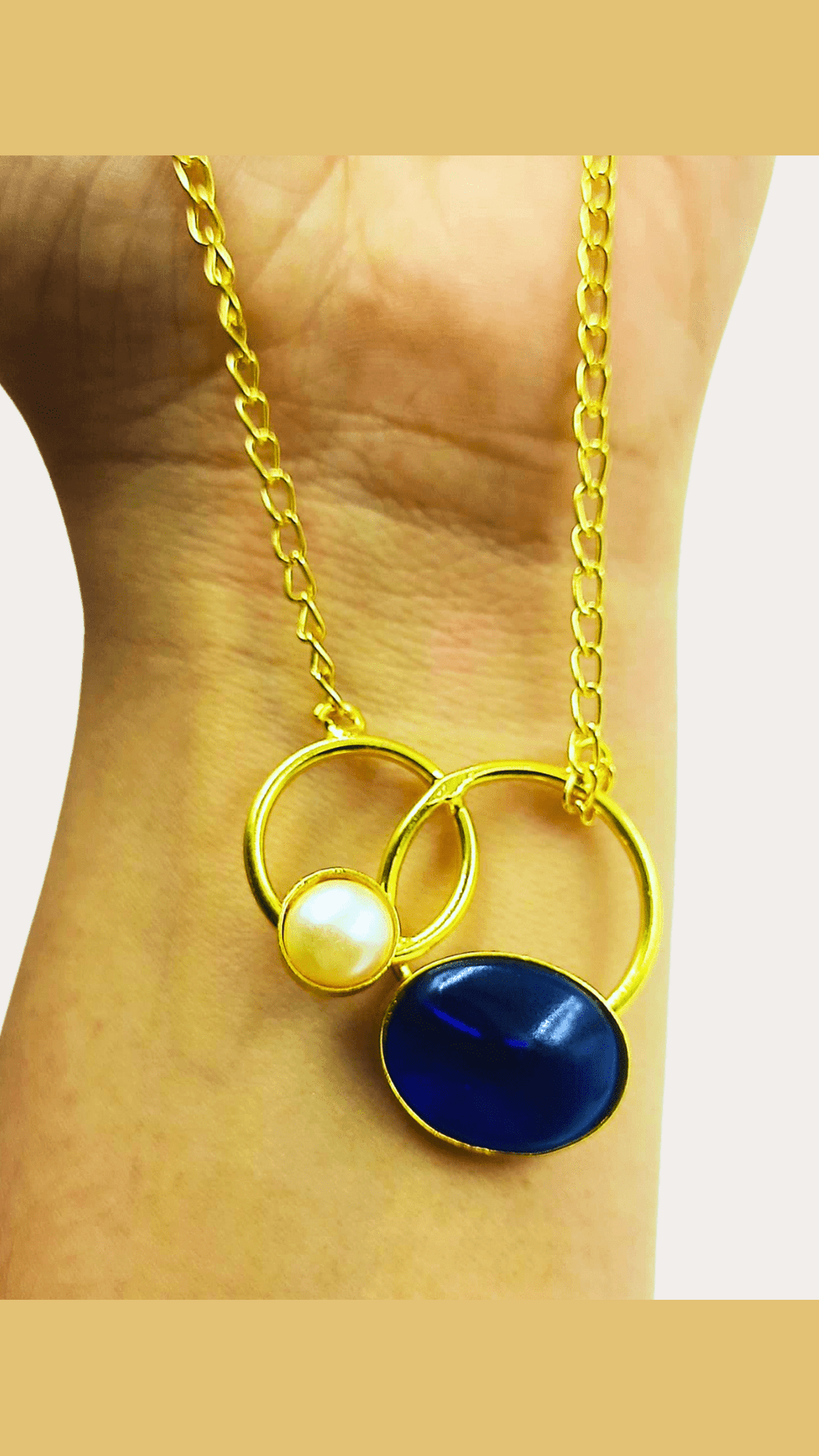 Fancy Chain Pendant With Artificial Blue Gemstone