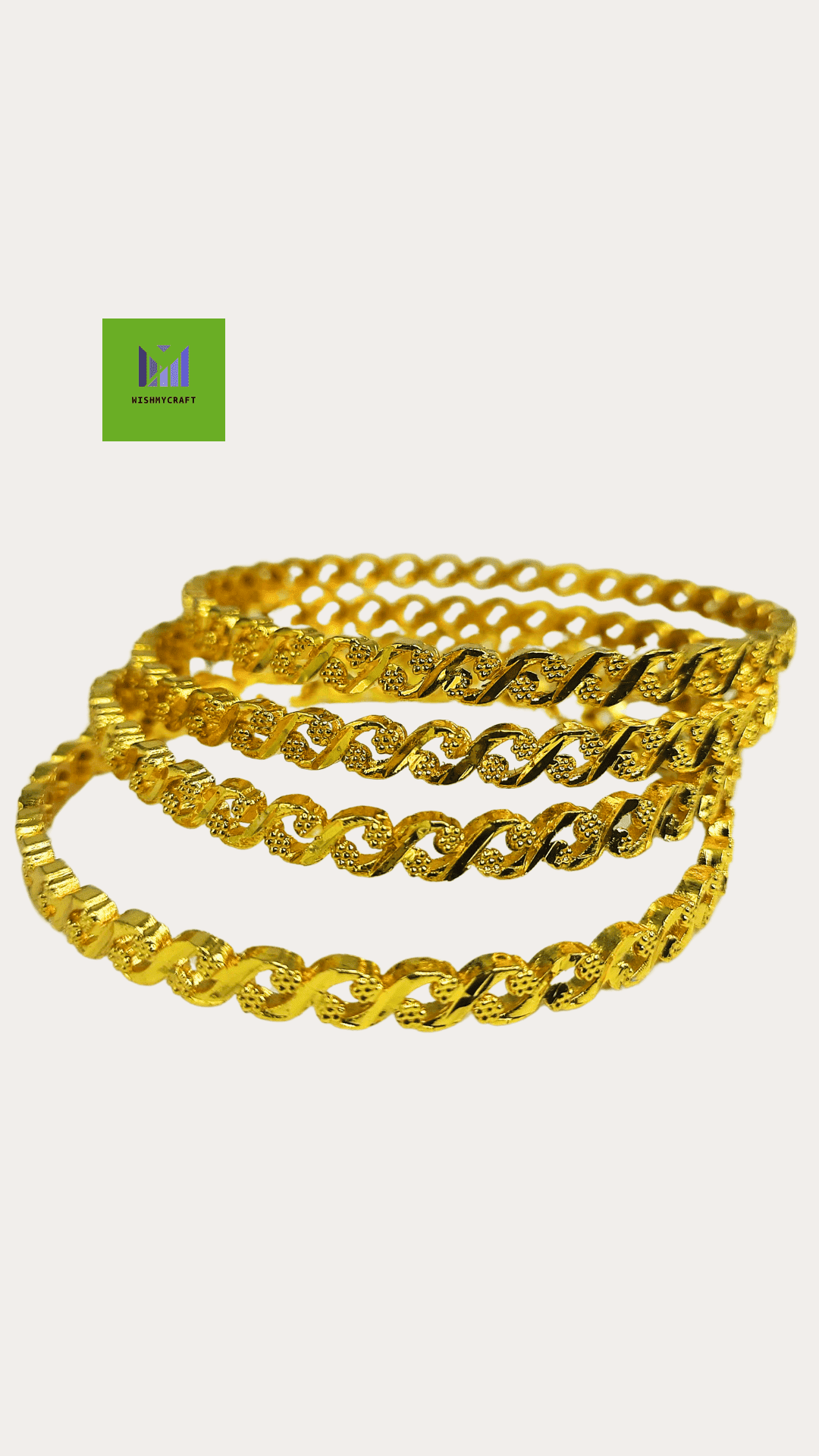 Gold-Plated Churi Woven Bangle Set 2.6 Size For Women