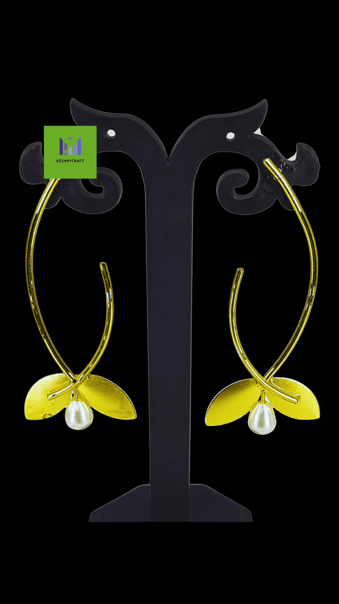 Fancy Brass Leaf with Moti Drop Antique Earrings