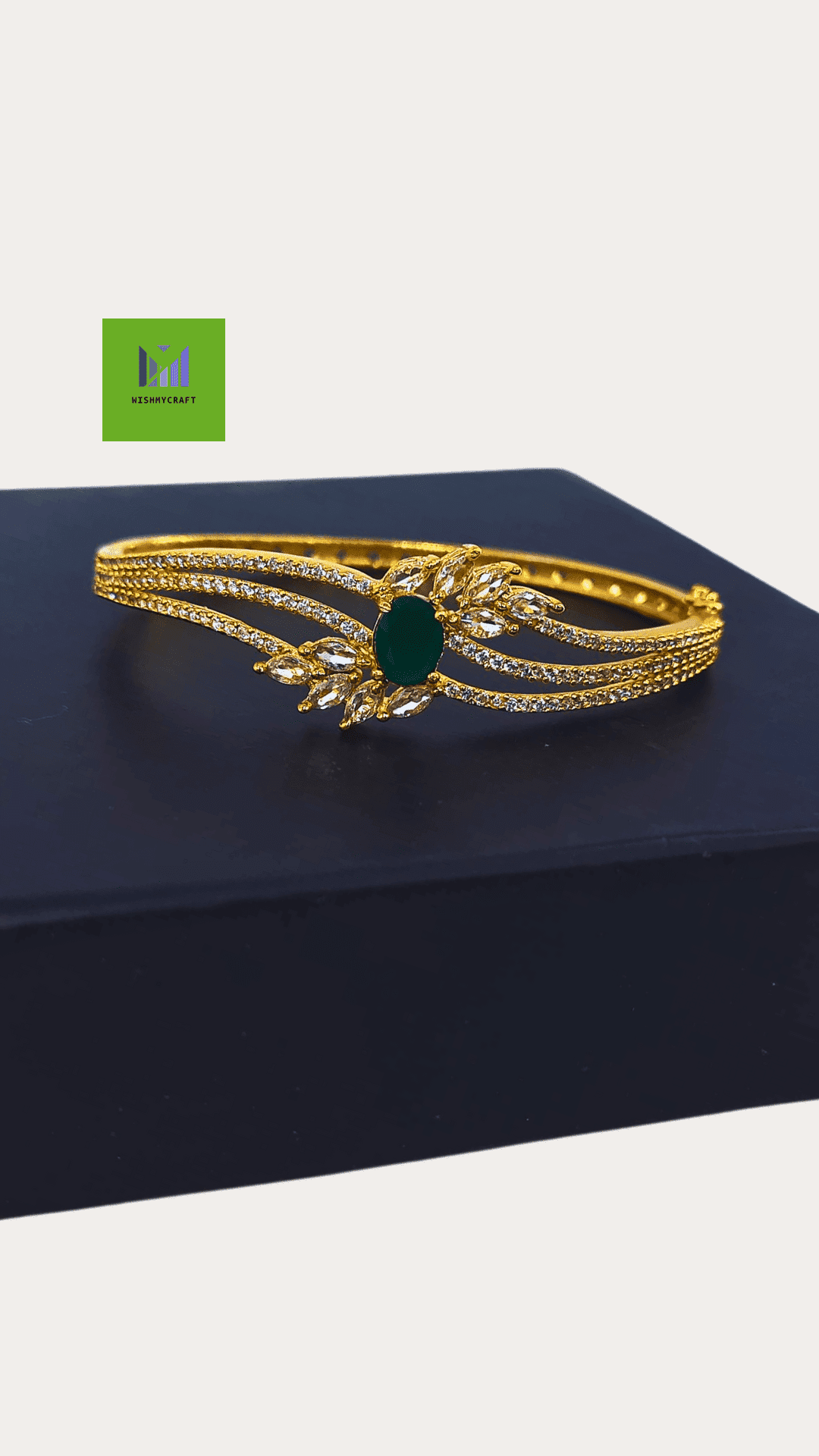 Ad Stone Fitted Adjustable Gold Plated Bangle