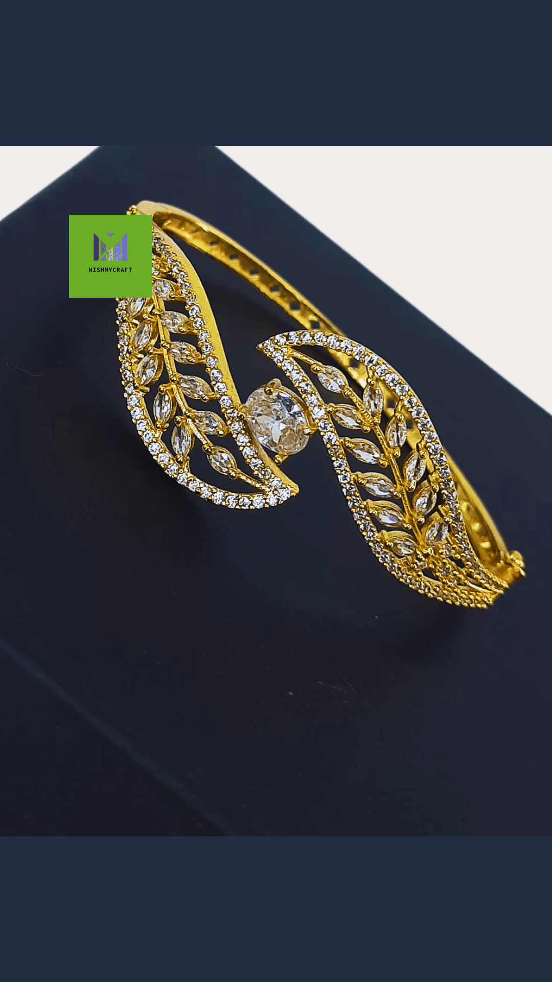 Ad Stone Fitted Adjustable Gold Plated Bangle