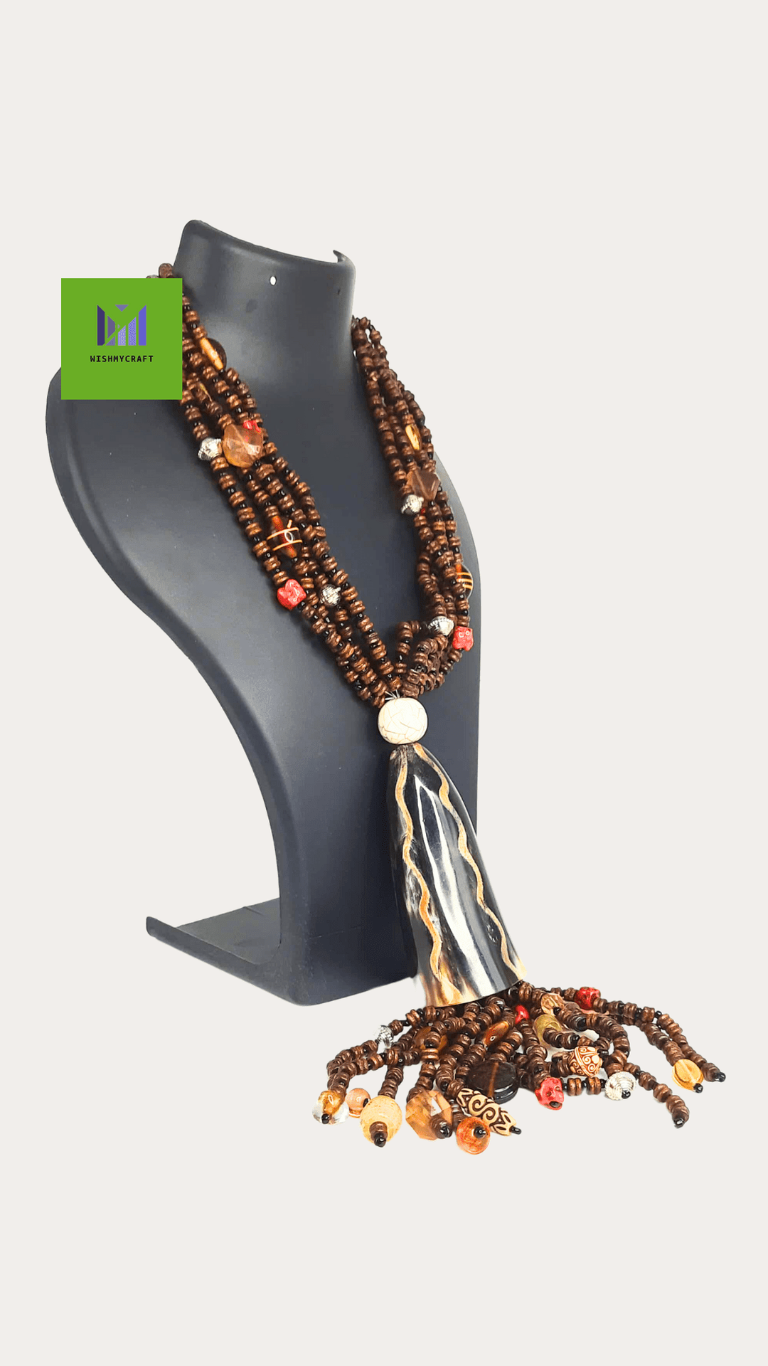 Beads Brown Coloured Tribal Long Necklace