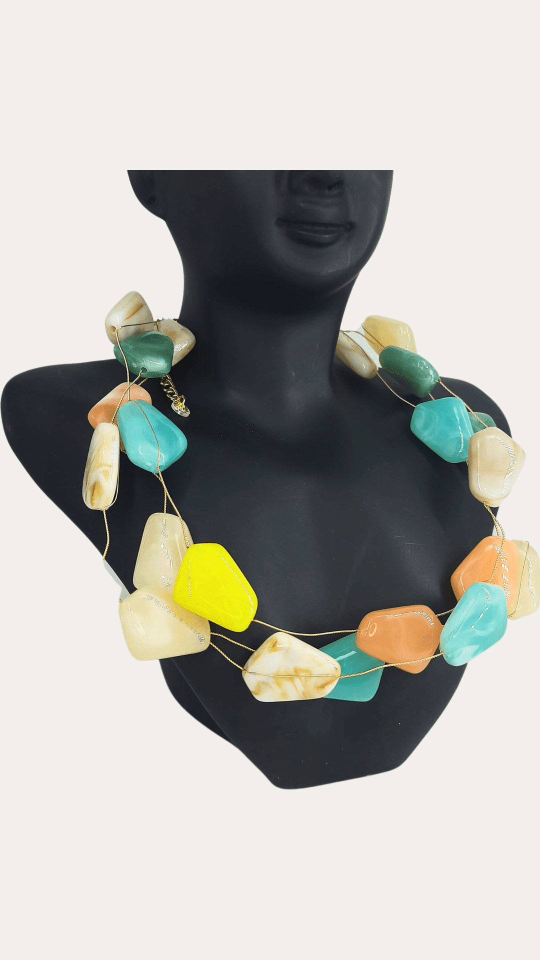 Elongated Shaped Multi Beads Choker Necklace