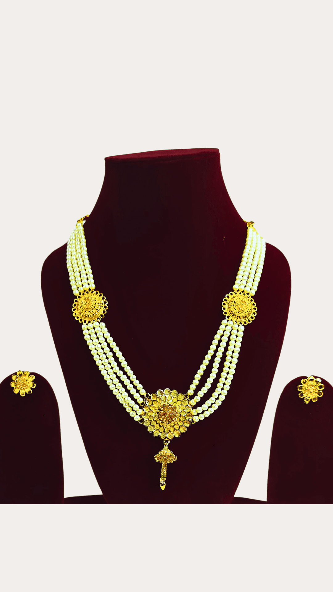 Moti Gold Plated Sunflower Necklace Set