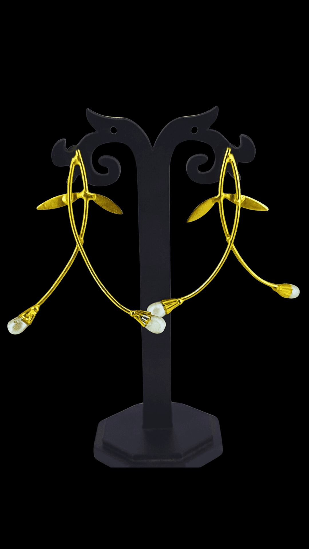 Fancy Brass Moti |Drop Golden Earring