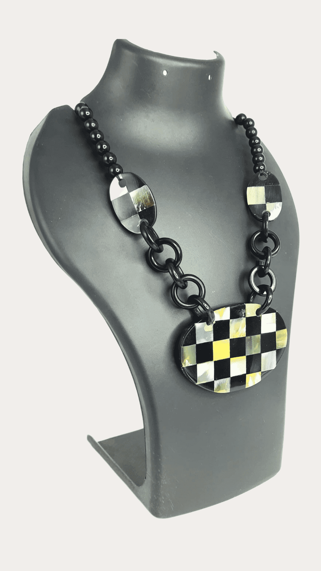 Chess Board Western Black Beads Necklace