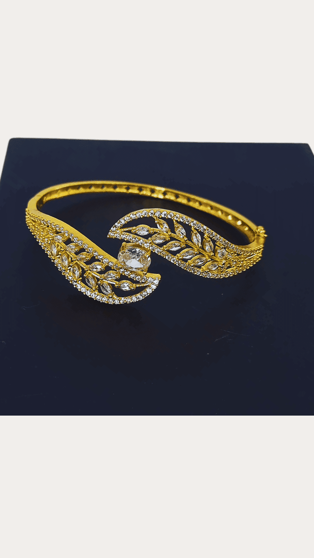 Ad Stone Fitted Adjustable Gold Plated Bangle