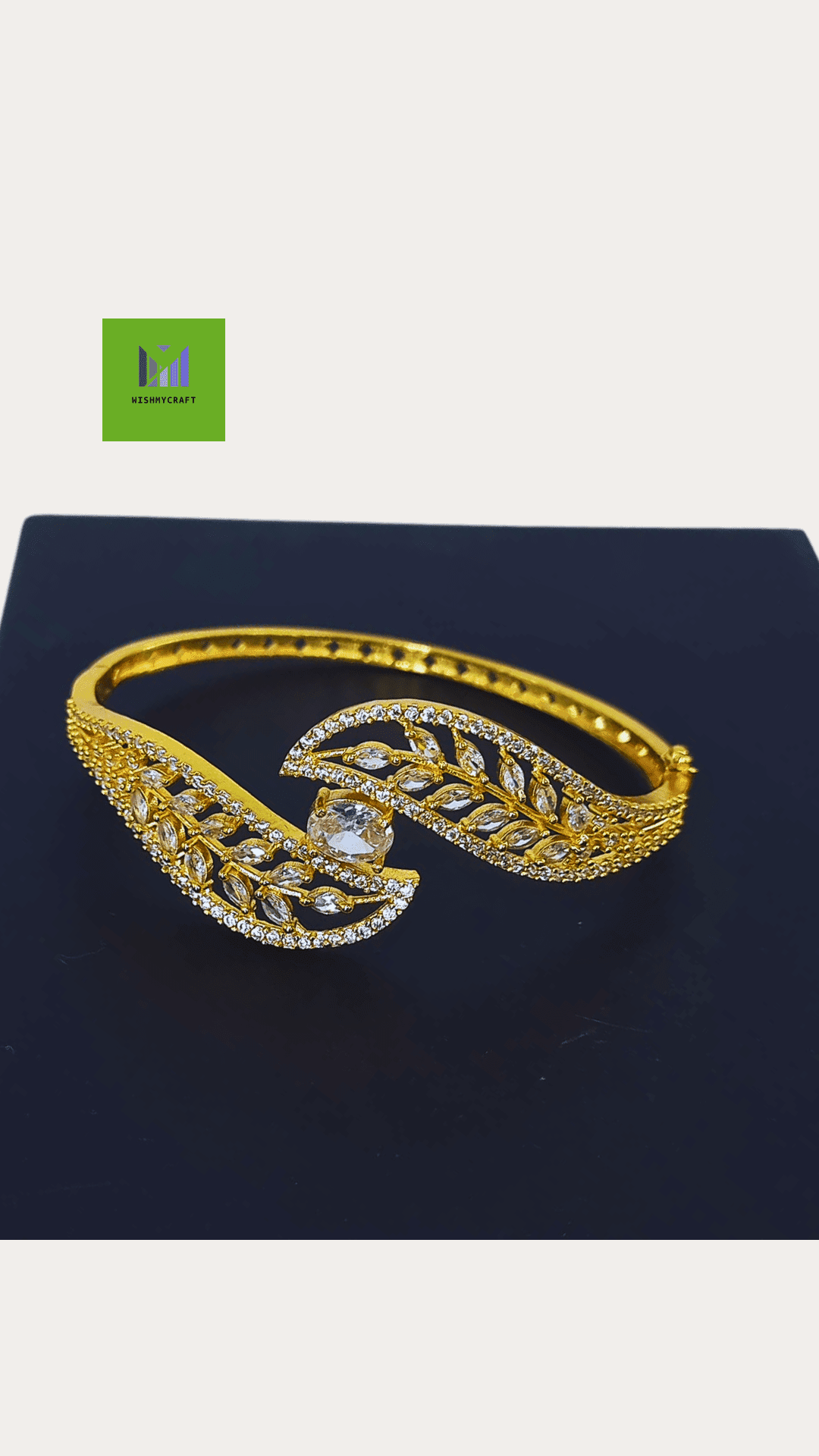 Ad Stone Fitted Adjustable Gold Plated Bangle