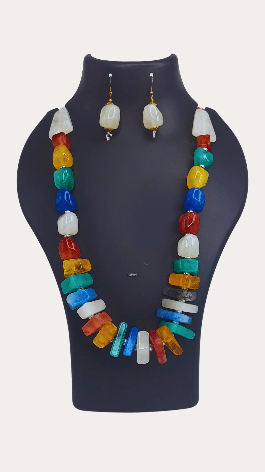 Tri multi beaded necklace set