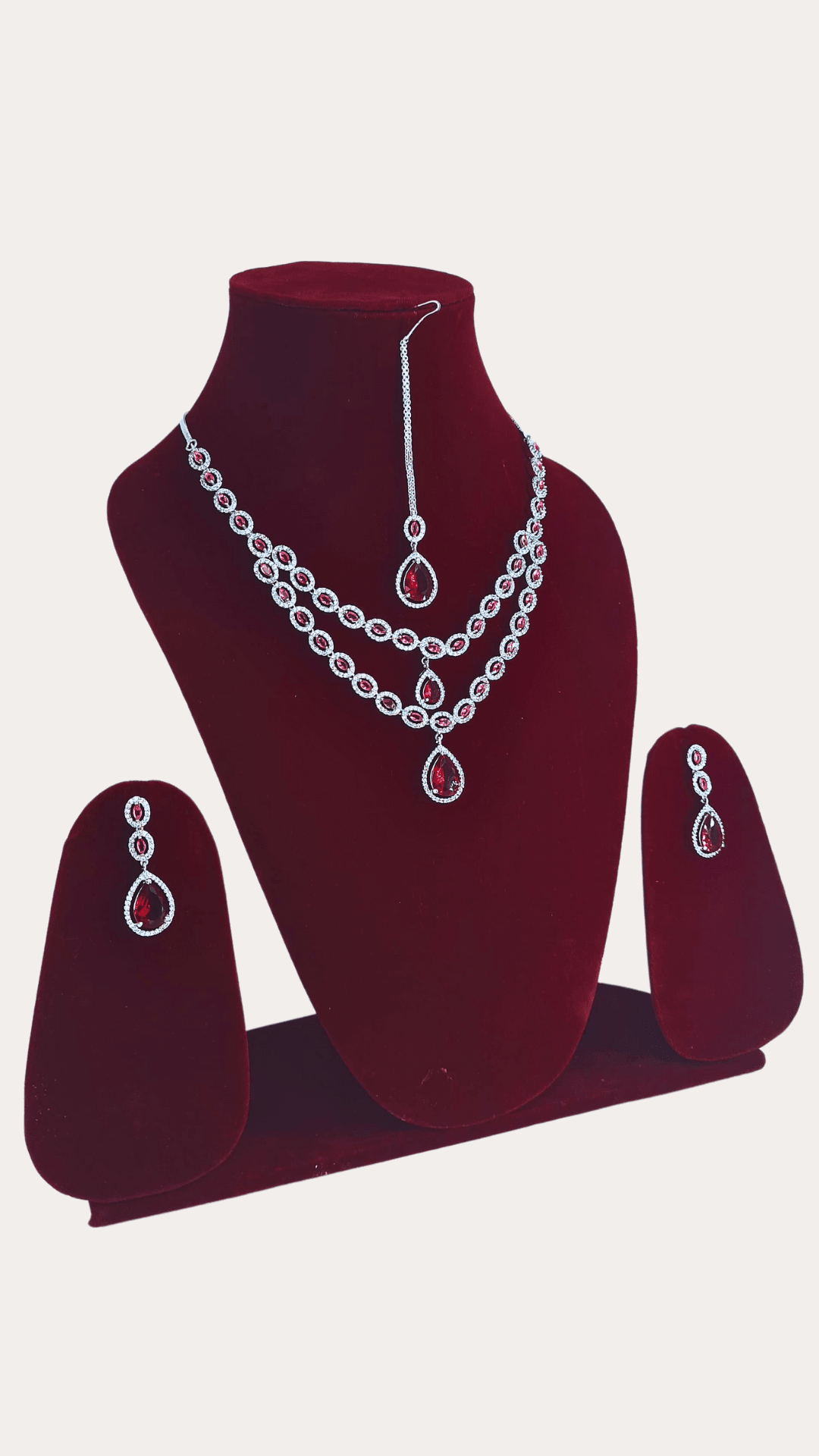 Twinkling Graceful Double Line Rose Pink Women Costume Necklace Set