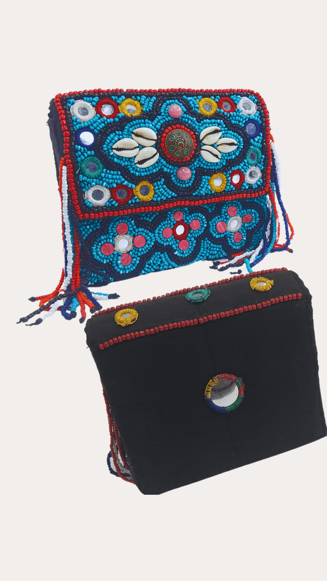 Handcrafted beads tibeti boho sky and mix colour sling bag for women