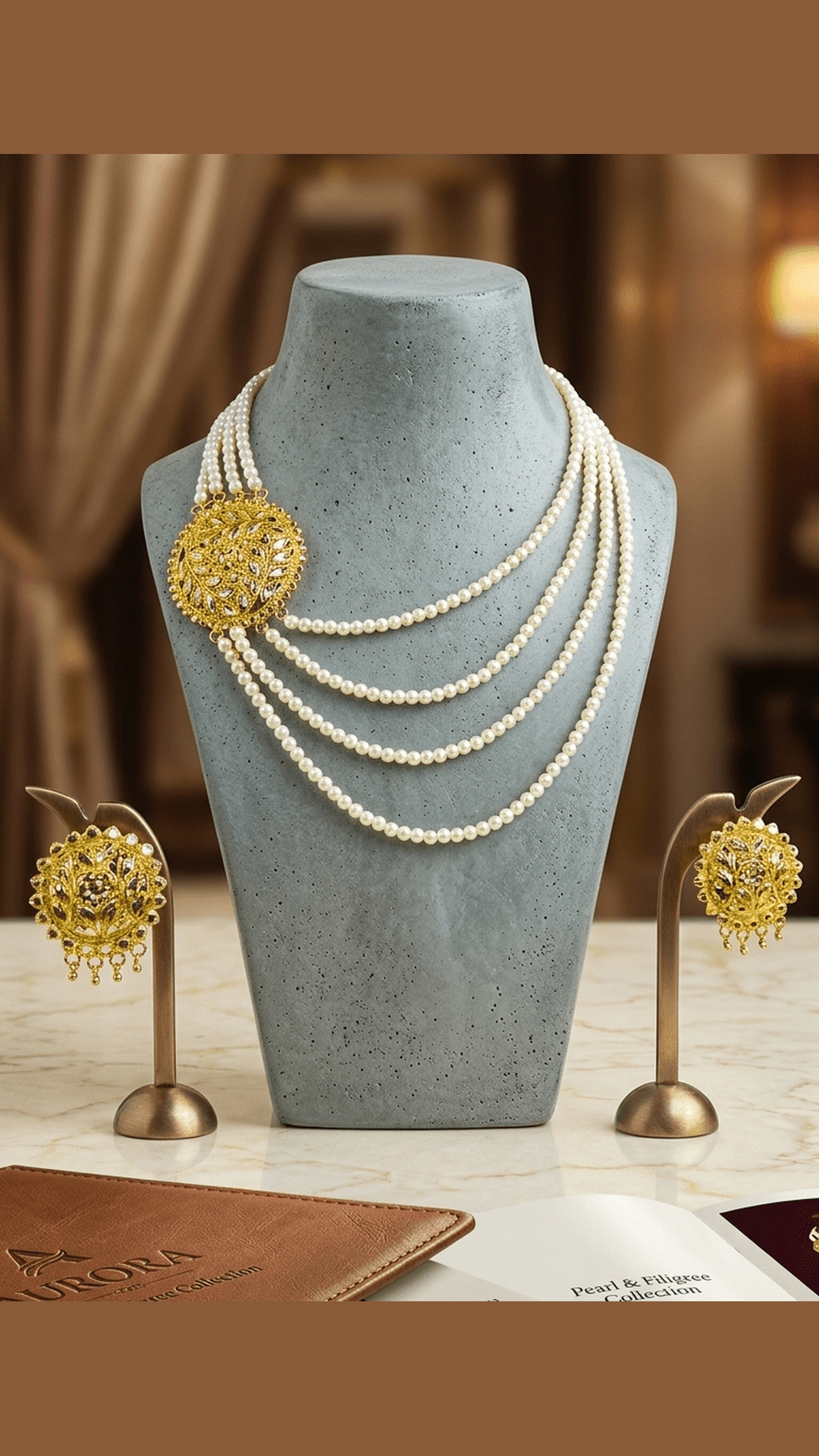 Moti Gold Plated Layred Necklace With Kaan Pasha