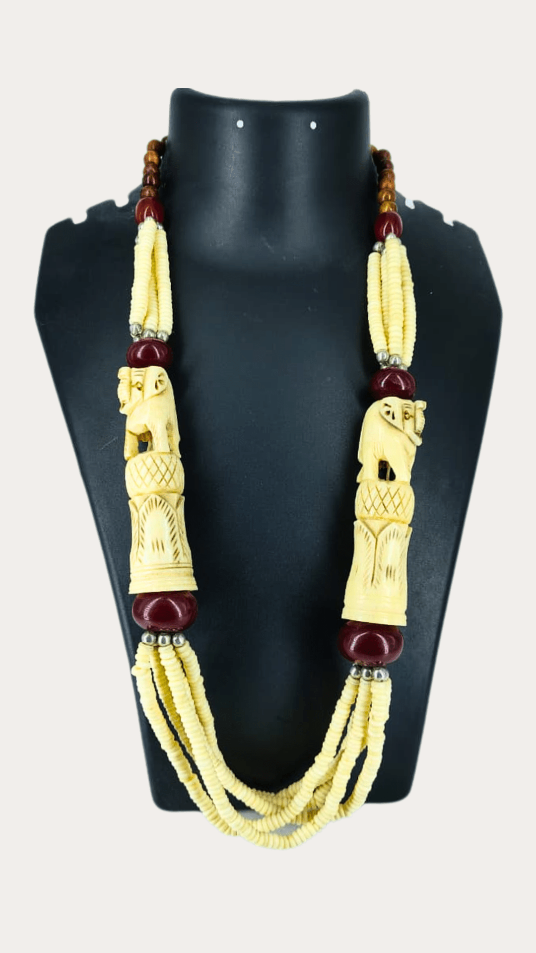 CARVED BONE Vintage Beaded Necklace
