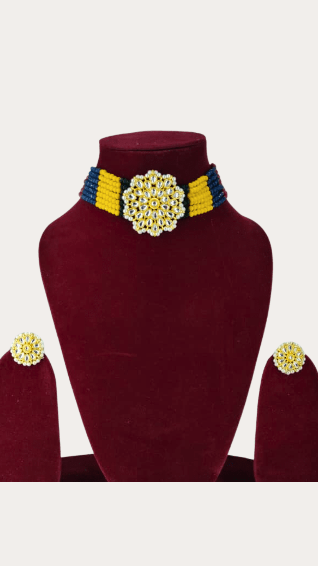 Kundan multi colour crystal choker set for women