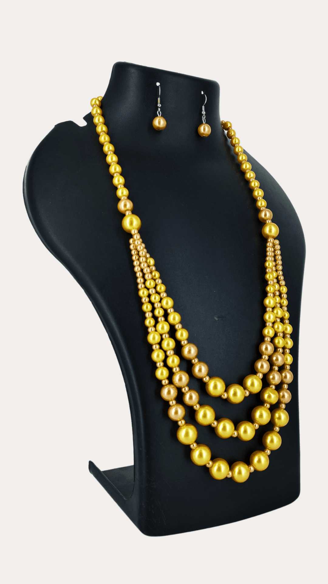 Golden Pearl Long Necklace Set