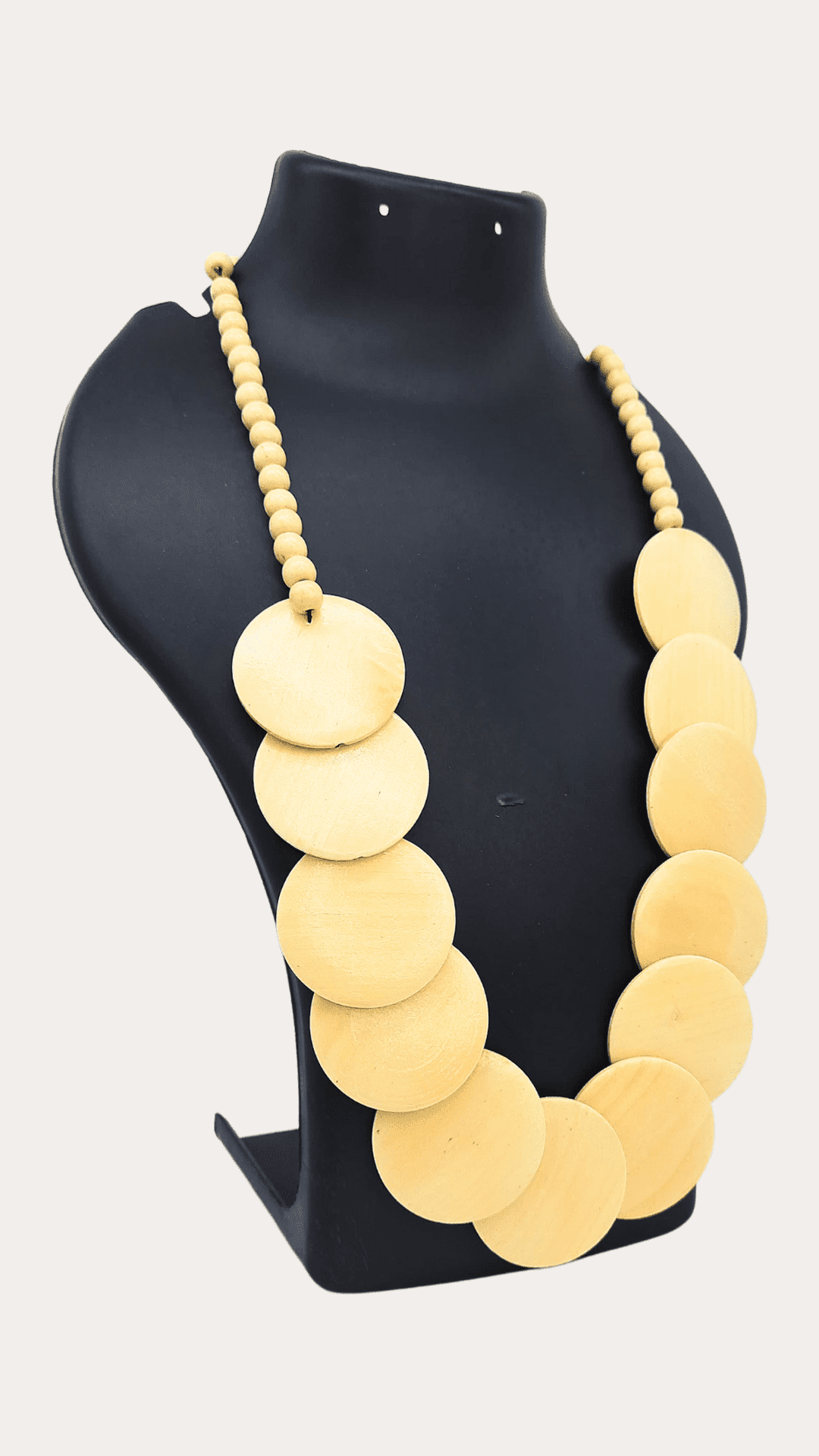 Wooden Circular Disc Bead Necklace