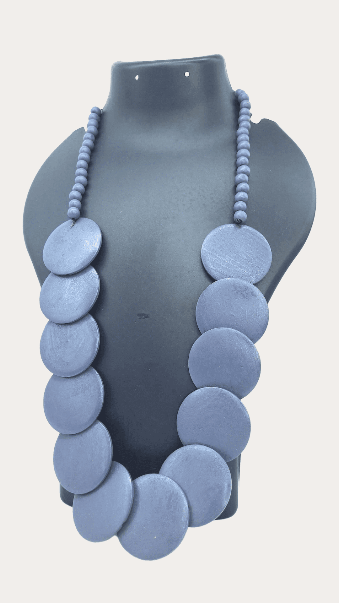 Wooden Circular Disc Bead Necklace