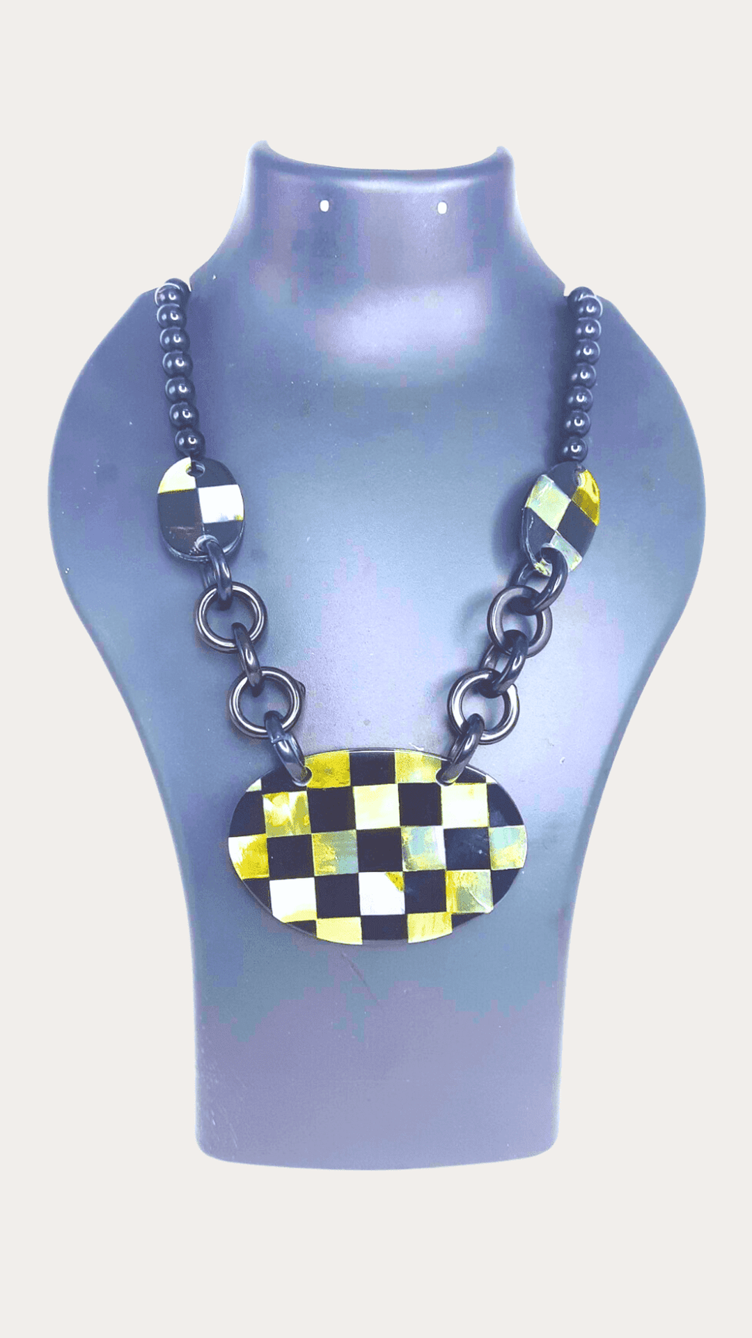 Chess Board Western Black Beads Necklace