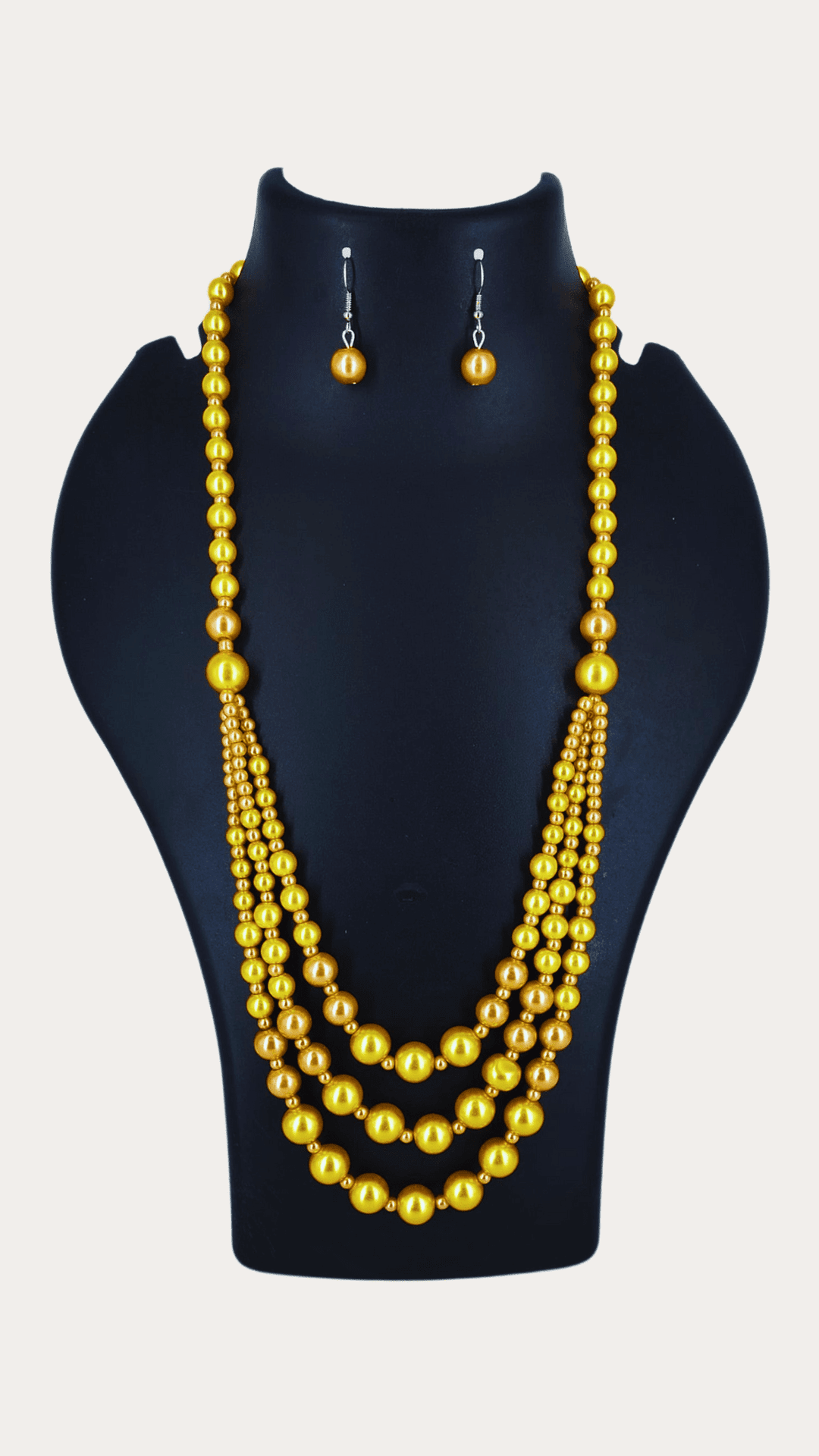 Golden Pearl Long Necklace Set