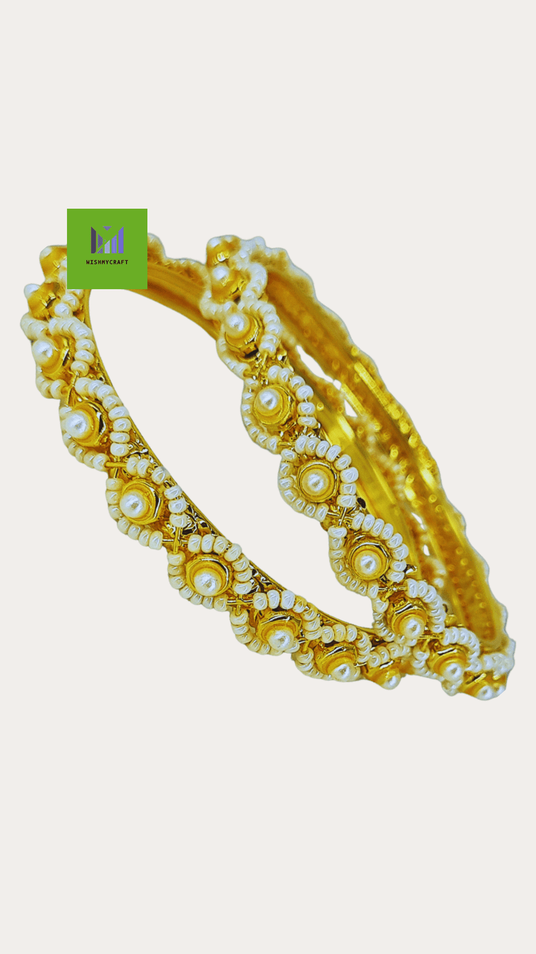 Golden Plating Sleek Moti Bangle 2.4Size For Women And Girls