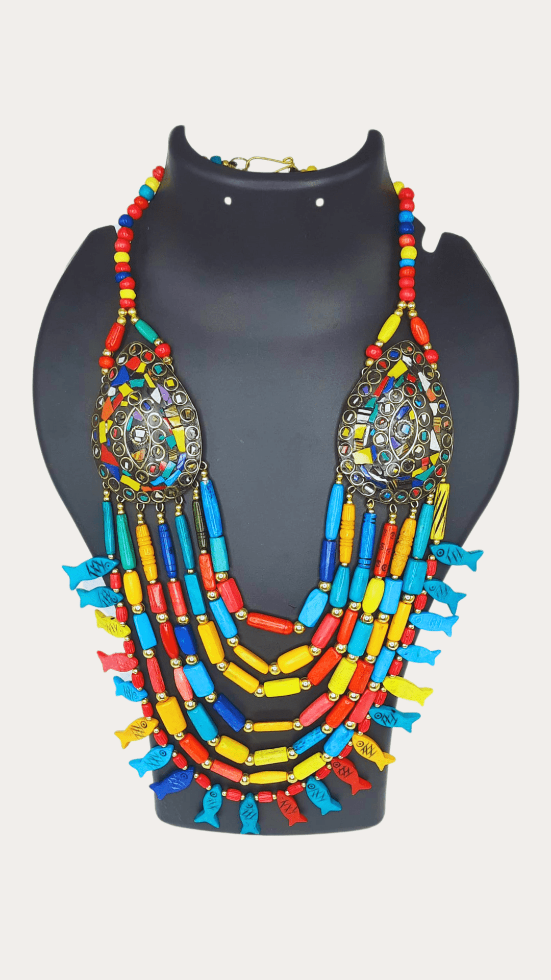 Tibeti Fish Motif Multi Colour Beads Necklace