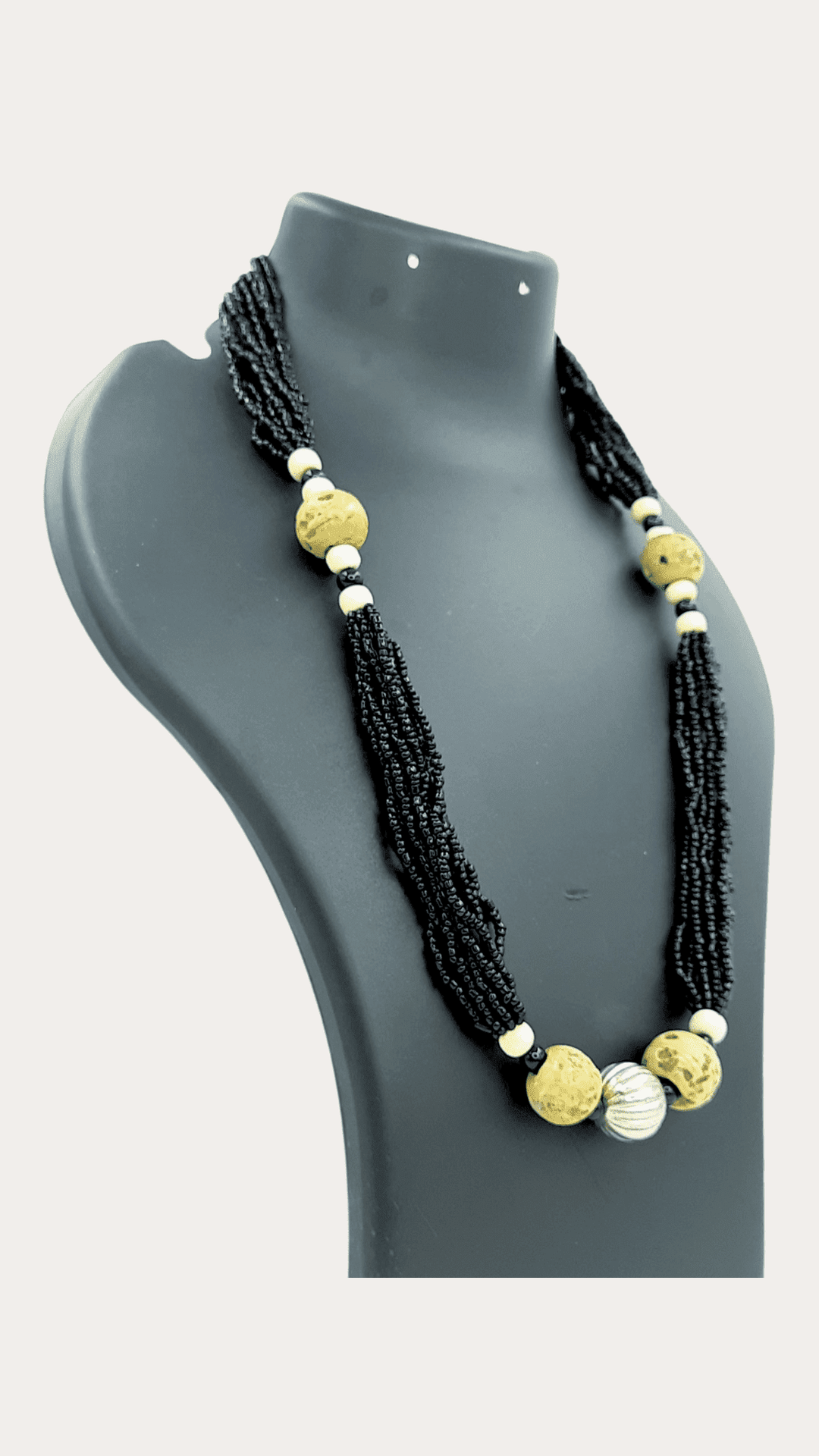 Trib Black Colour Long Tiny Bead Necklace
