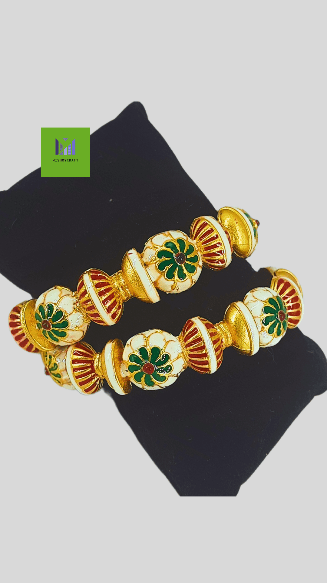 Pastel Color Menakari Gold Plated Single Traditional Bangle For Women