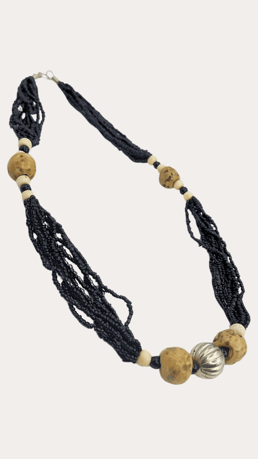 Trib Black Colour Long Tiny Bead Necklace