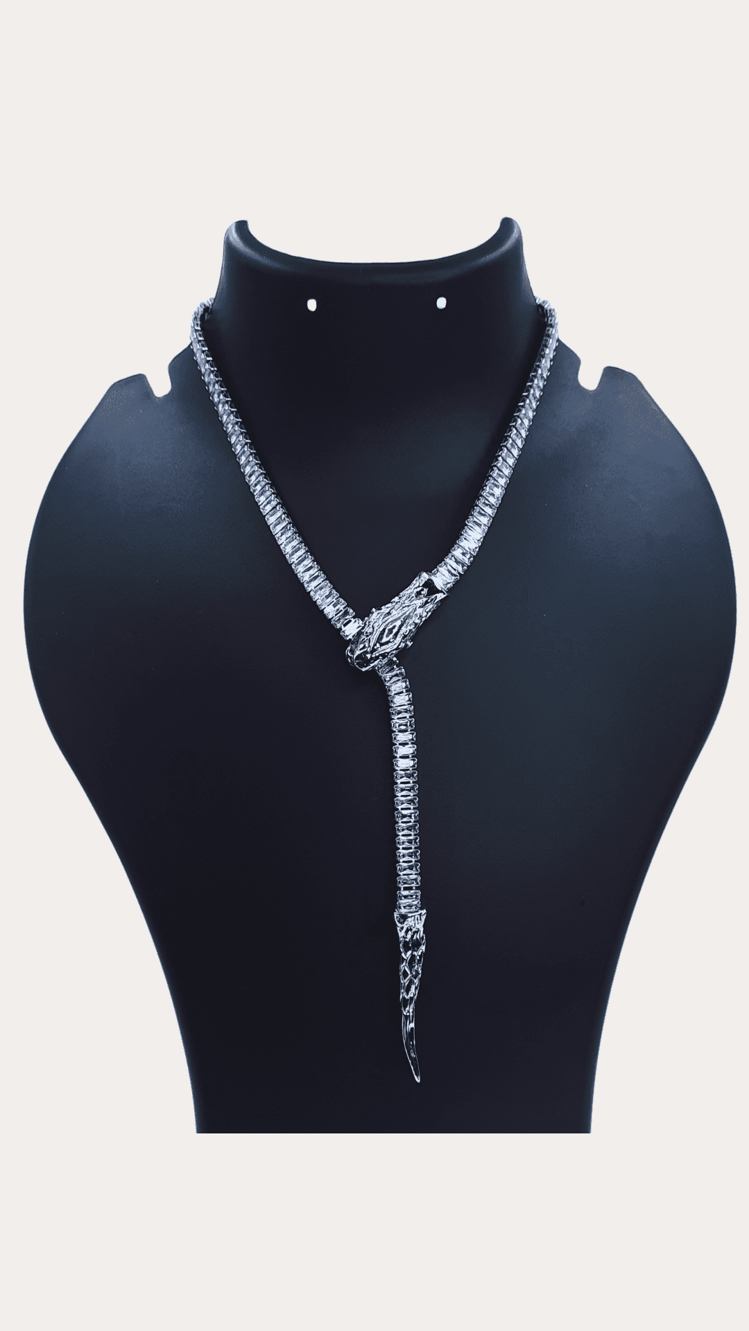 Snake Shape Silver Colour Artificial Zircon Diamond Choker Necklace