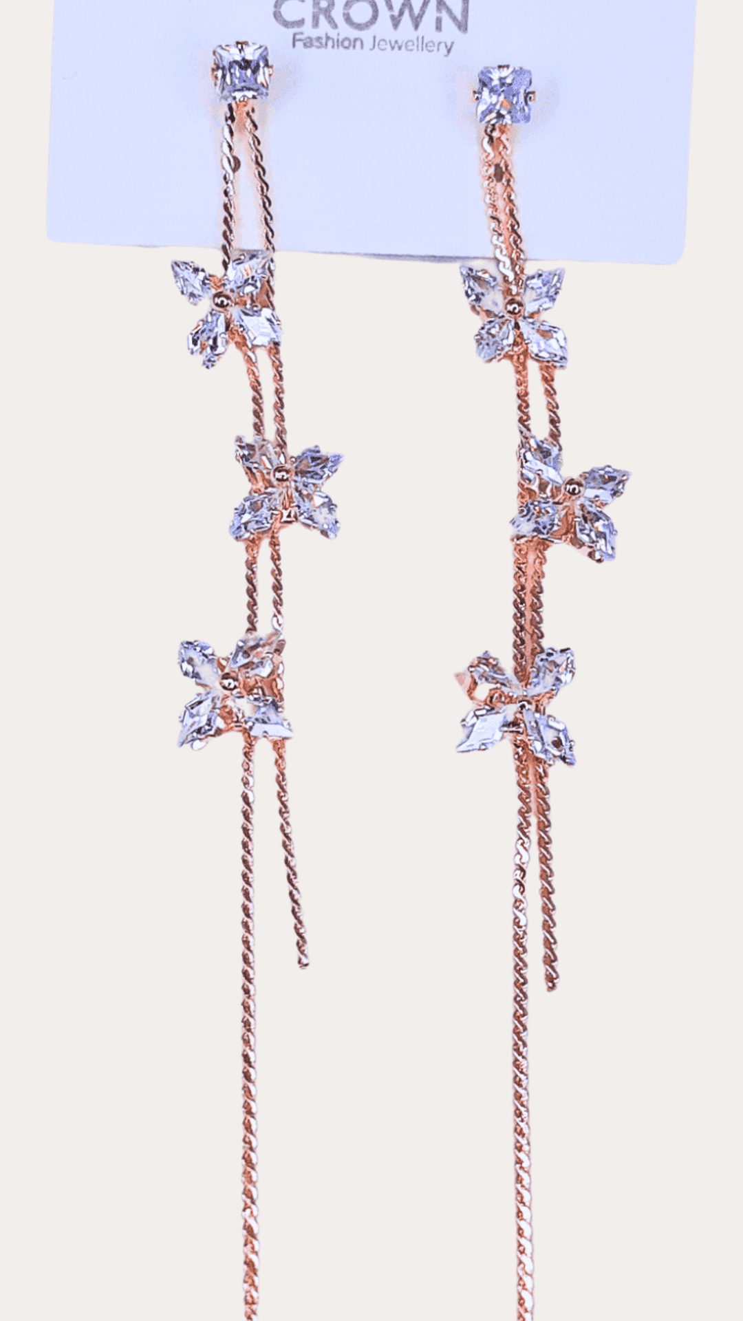 Korean Rose Golden Zircon Drop Earring