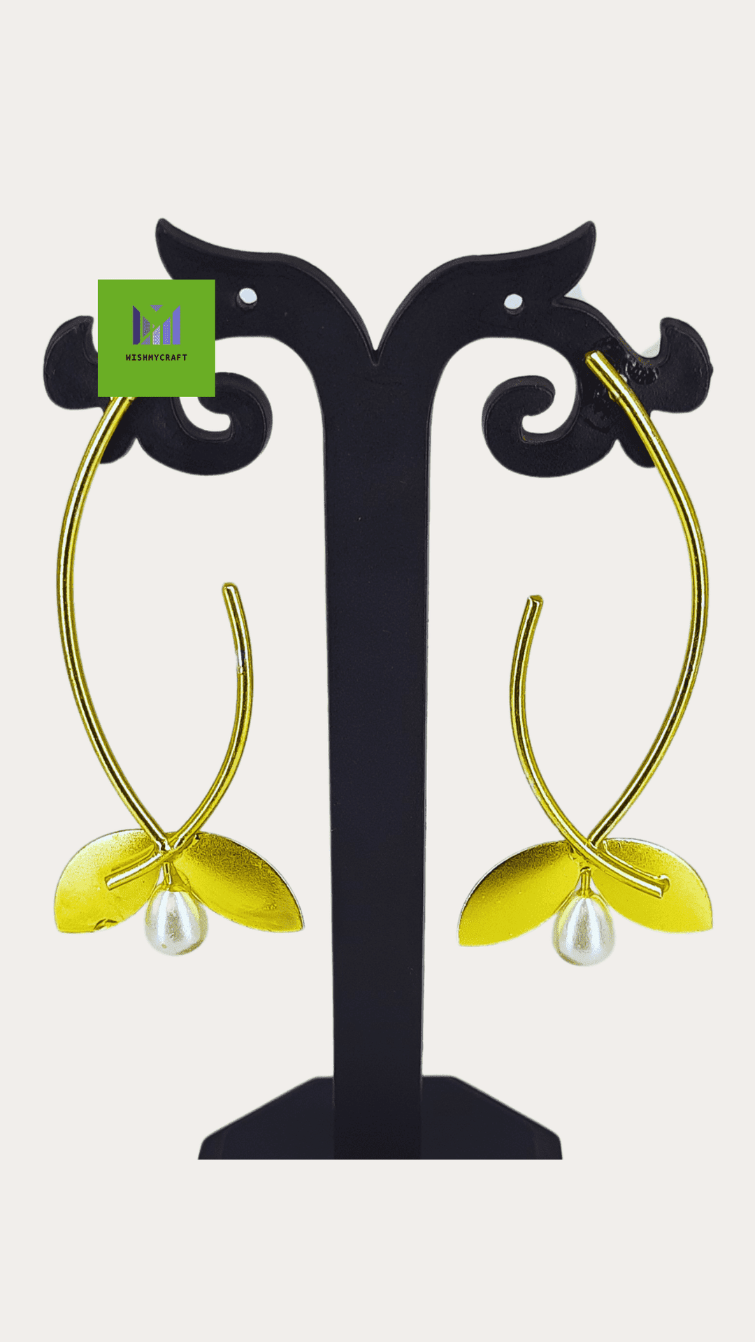 Fancy Brass Leaf with Moti Drop Antique Earrings