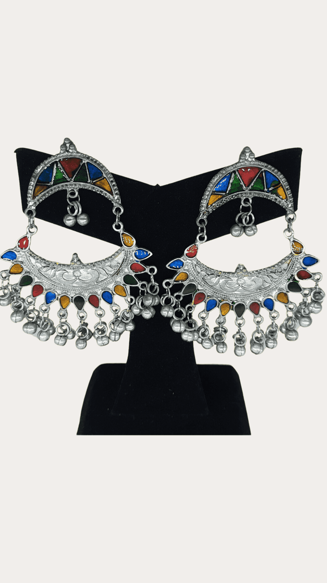Afghan Multicolored Chandbali and Jhumki Earrings COMBO PACK 2