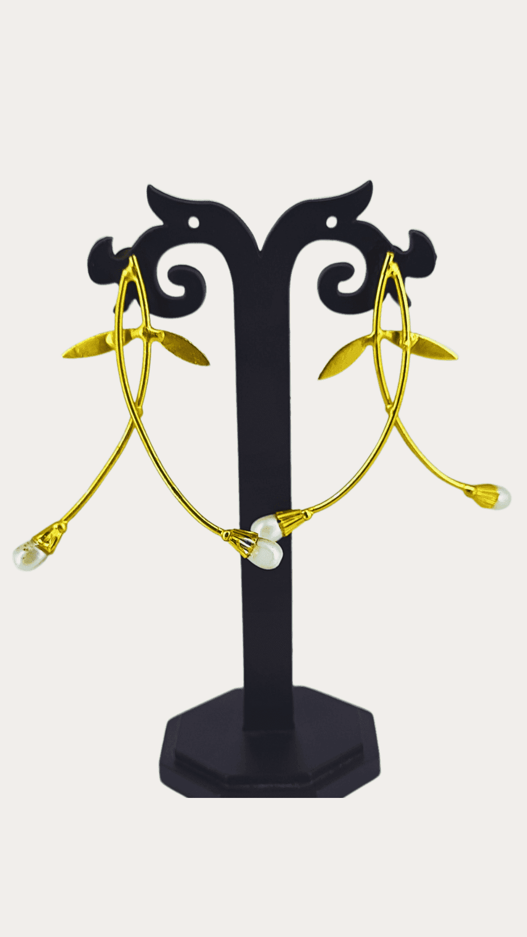 Fancy Brass Moti |Drop Golden Earring