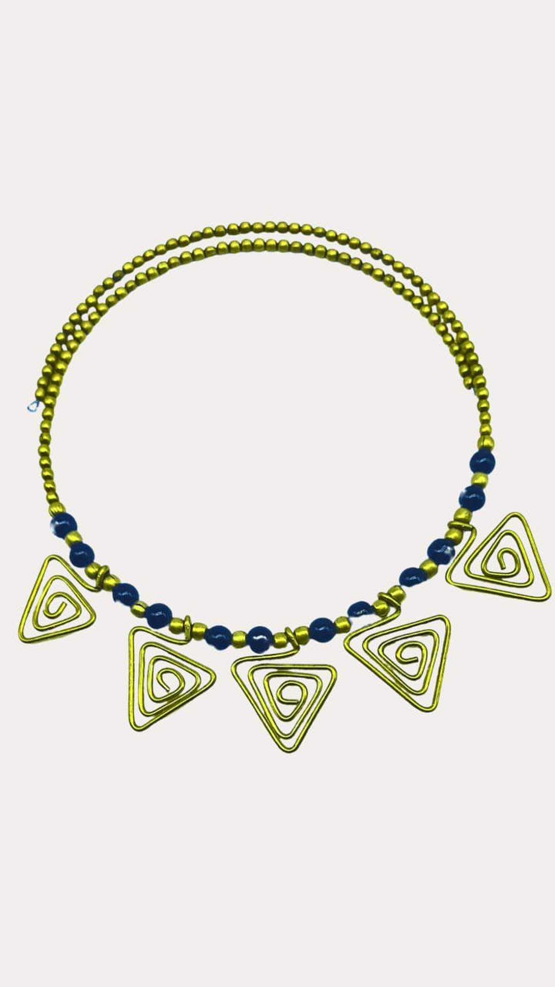 Dokra Spiral Triangle Hansuli Necklace