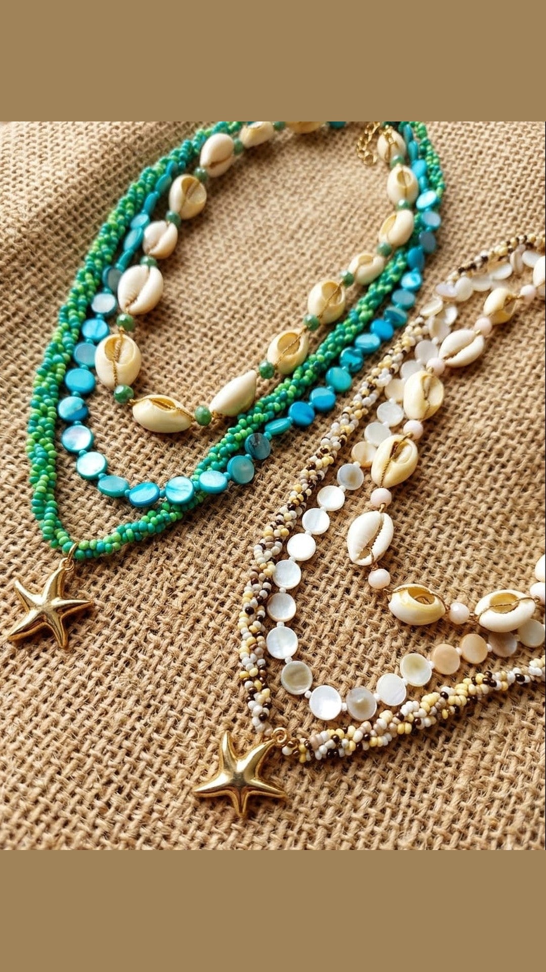 Sea Spell Triple-Layered Shell & Starfish Necklace PACK OF 2
