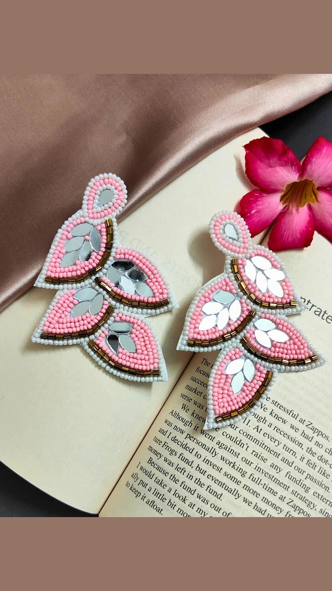 White & Pink Crumb Earrings