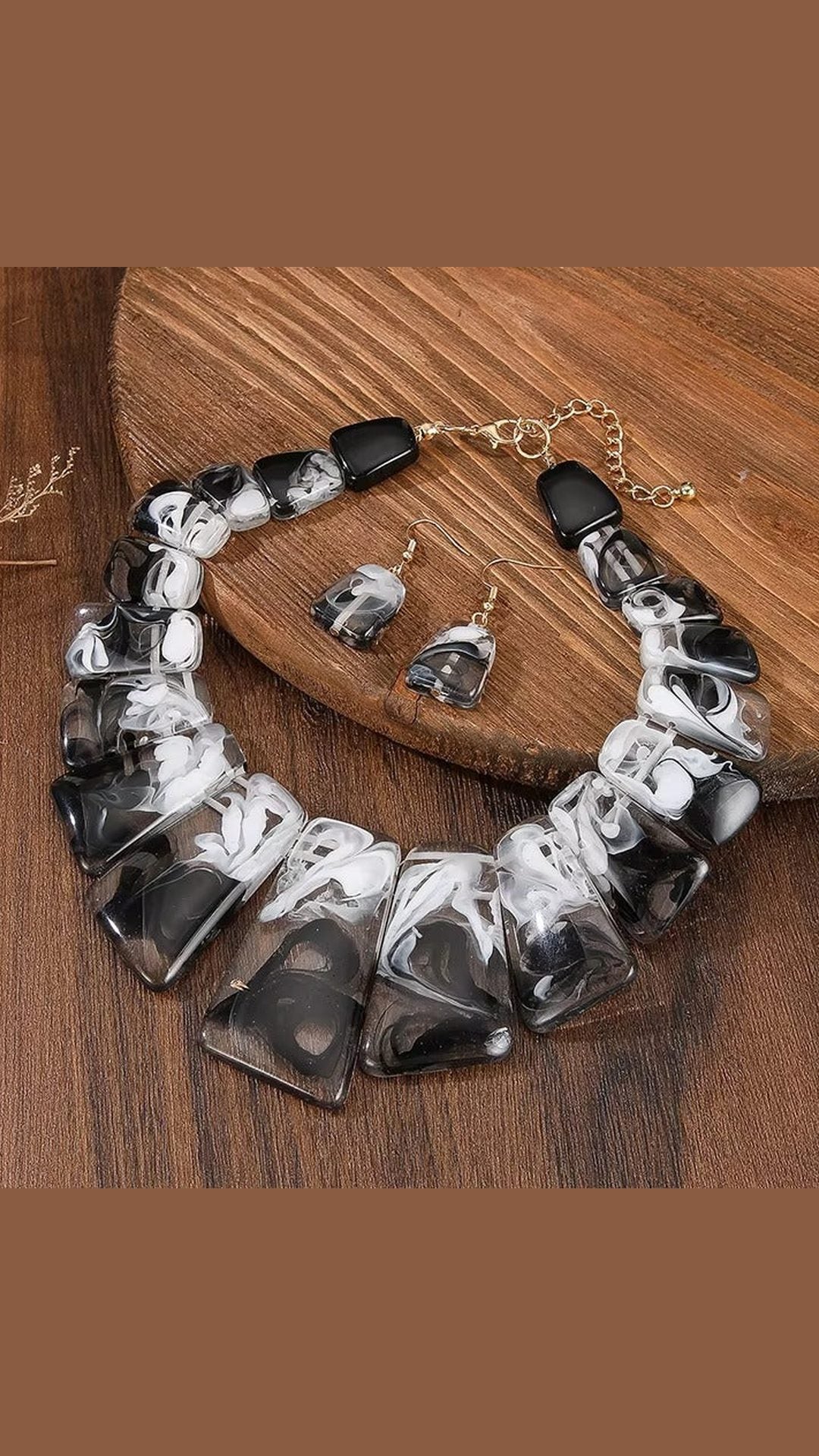 Colorful Resin Acrylic Splicing Necklace Earrings set colour variation available