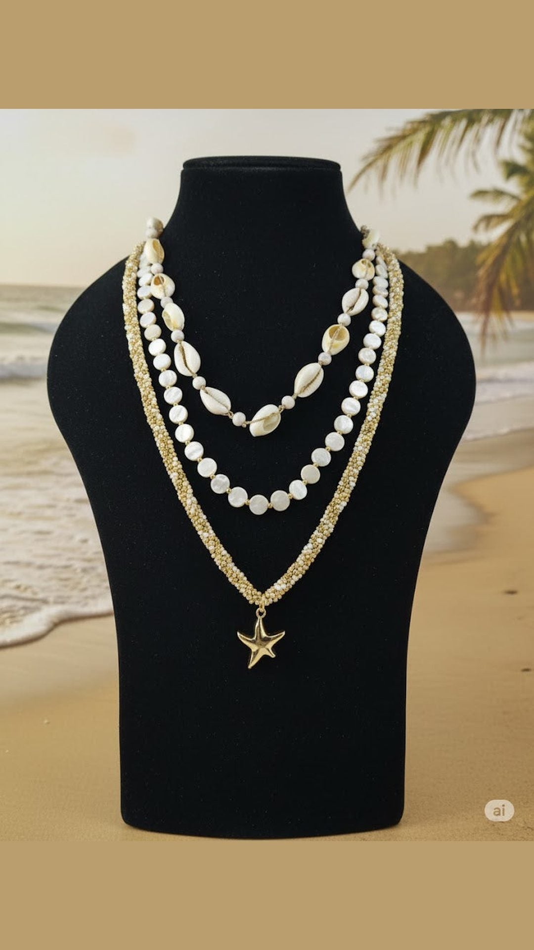Sea Spell Triple-Layered Shell & Starfish Necklace
