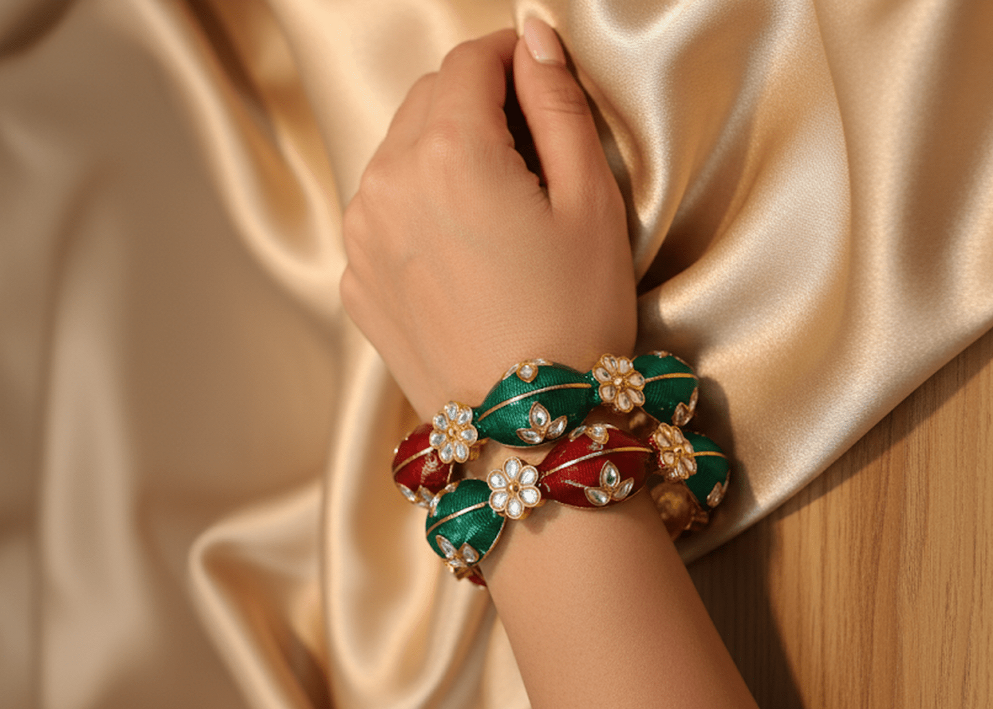 Multi colour 2.4 size kundan stone fitted bangle for women