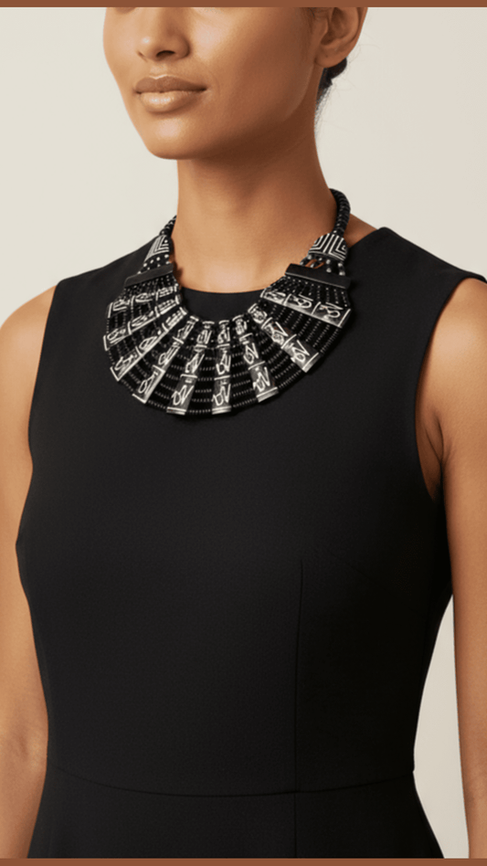 African theme fashion jewelry made with bone horn and glass beads for women