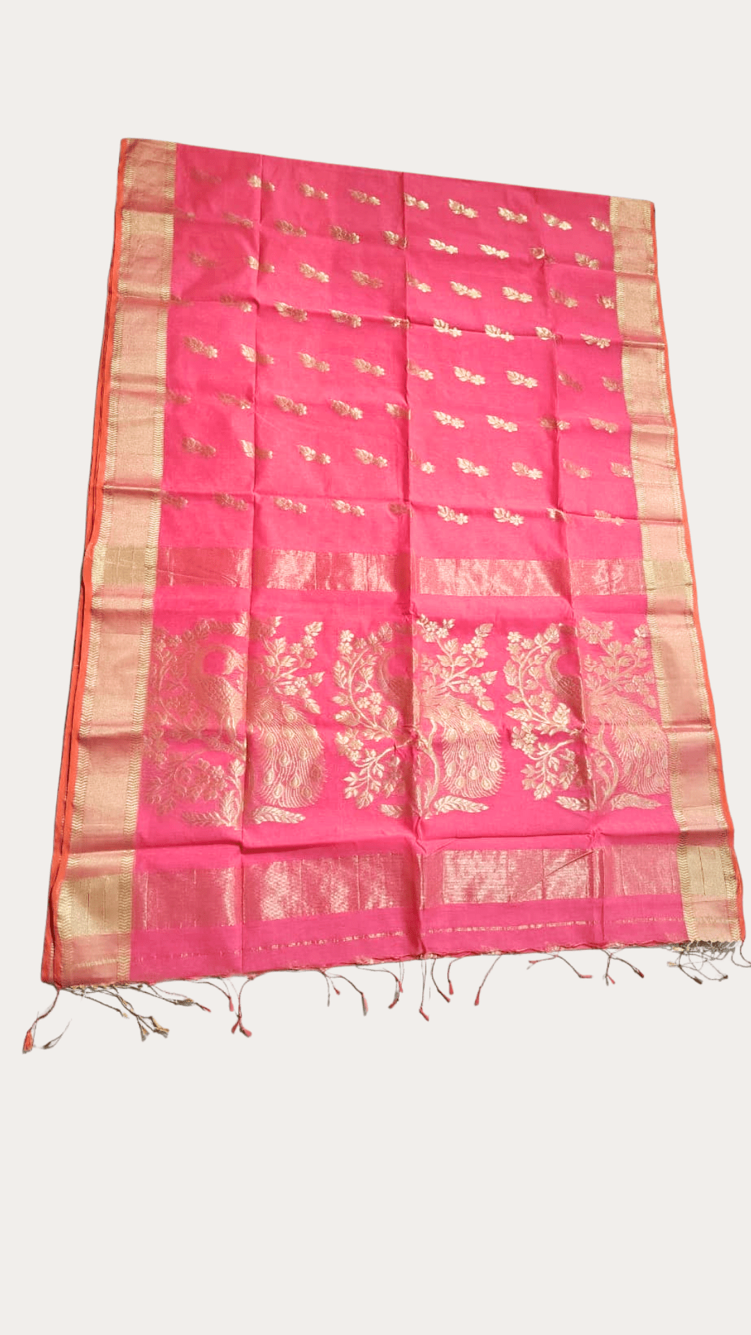 Cotton silk Peacock Motif saree With Zari