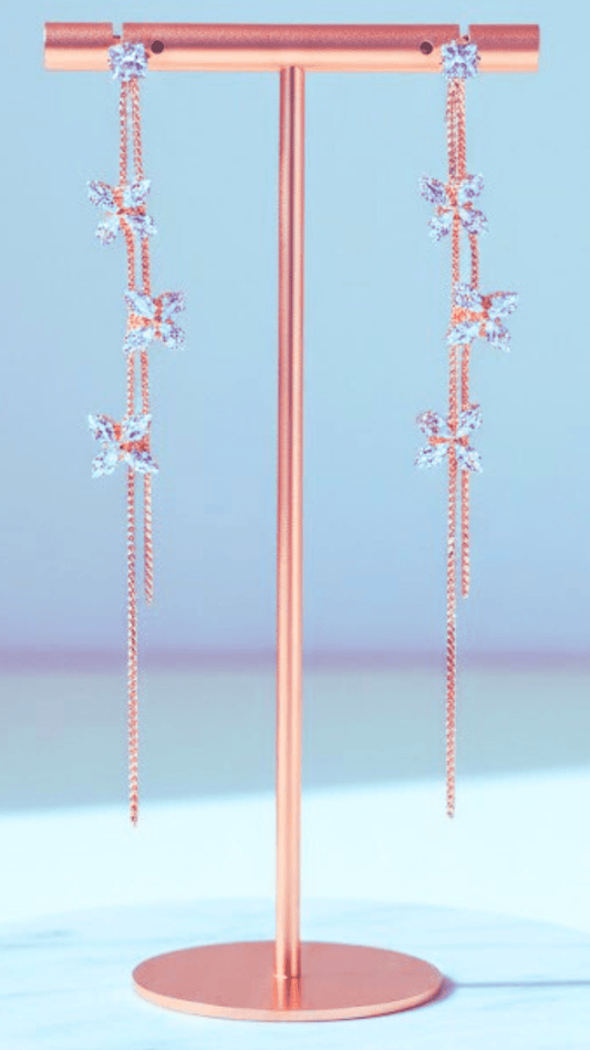 Korean Rose Golden Zircon Drop Earring