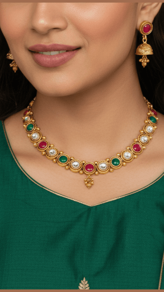Temple copper necklace set