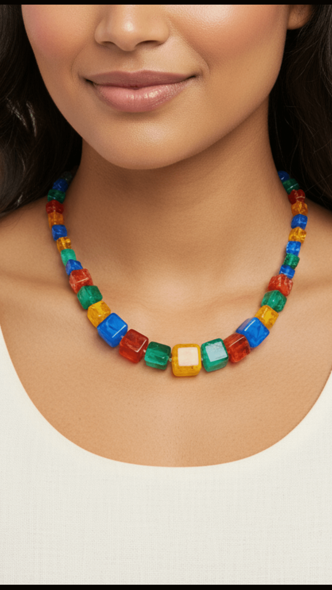 Cube Shaped Multicolour Necklace