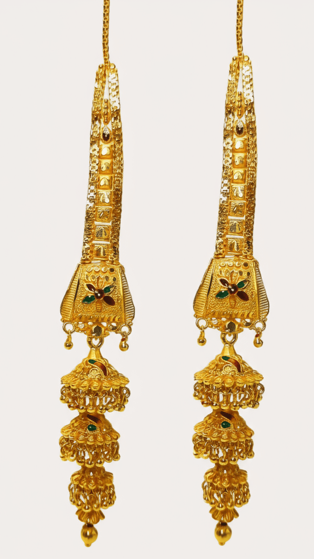 Traditional Ethnic Collection Gold Plated Multiple Layered Meenakari Jhumka Jhumki