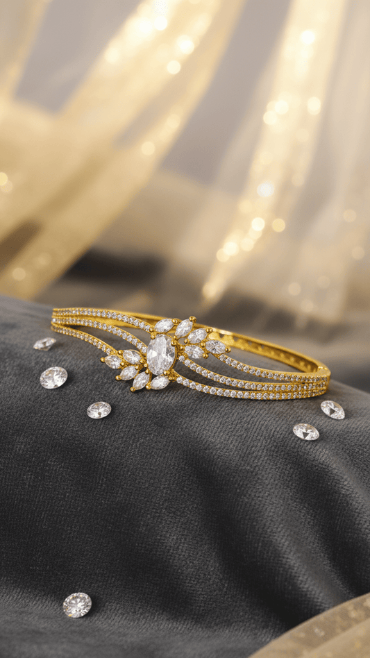 Ad Stone Fitted Adjustable Gold Plated Bangle