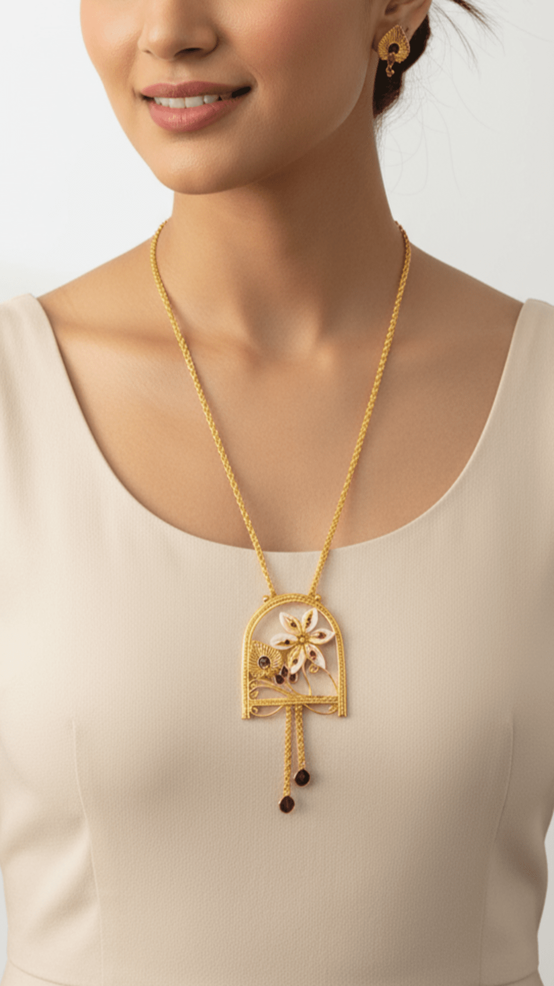 Shell Floral Gold Plated Tie Chain