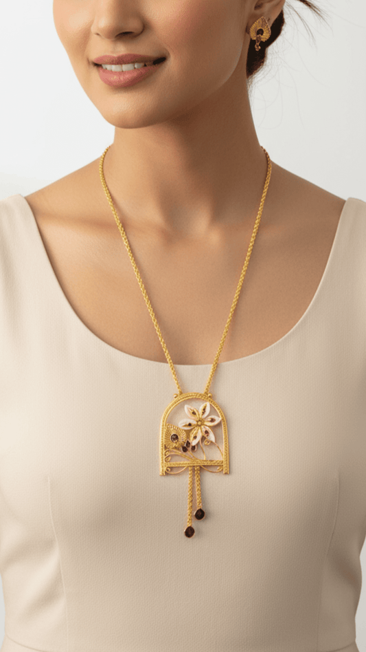 Shell Floral Gold Plated Tie Chain