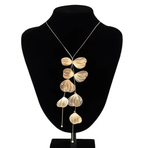 Leaf Floral Pendant Korean Tassel Neckpiece Golden